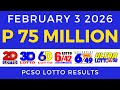 Lotto Result Today 9pm February 3 2026 PCSO