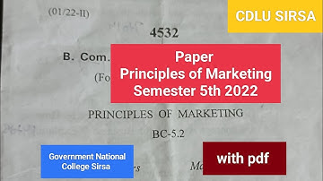 B.com Cdlu Paper Principles of Marketing Semester 5th 2022