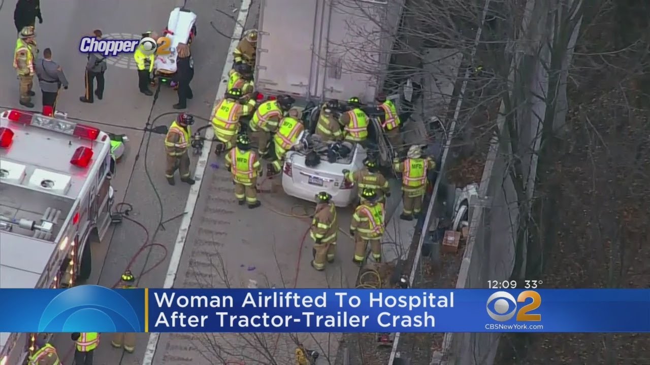 Woman Airlifted To Hospital After Tractor-Trailer Crash - YouTube