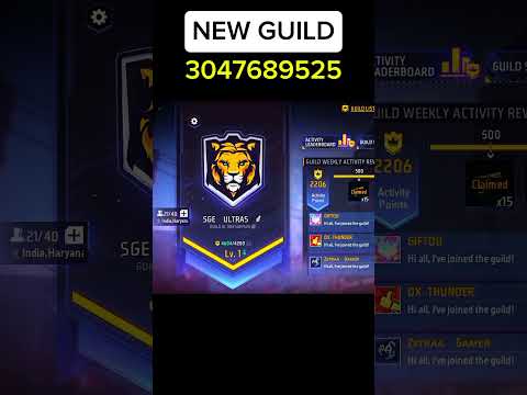 New Guild For My Subscriber/#freefire/#shorts/#trending/#tgrnrz/#ninja/#viral/#guild/#join #newsong