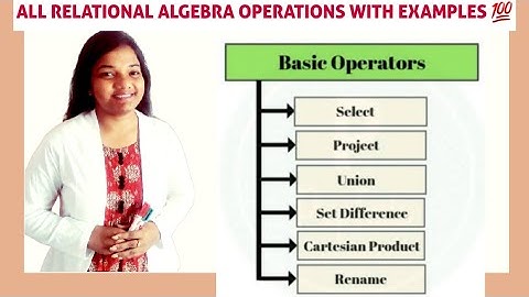 Relational Algebra in DBMS with Examples| select and project |union set difference cartesian product