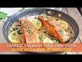 Seared Salmon with Creamy Spinach & Mushroom Sauce