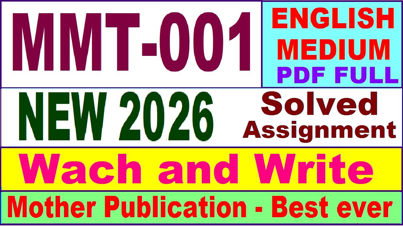 MMT 001 solved assignment 2026 in English || mmt 001 solved assignment 2026 || ignou mmt1