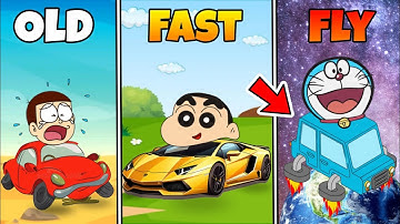 Shinchan And Nobita & Doraemon Play Noob Vs Pro Vs Hacker In Make Car RUN 3D 🤣🤣 | Funny Game |