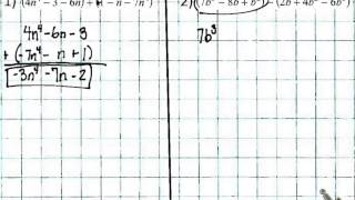 Alg 2 -08-26-2014 - Adding and Subtracting Polynomials