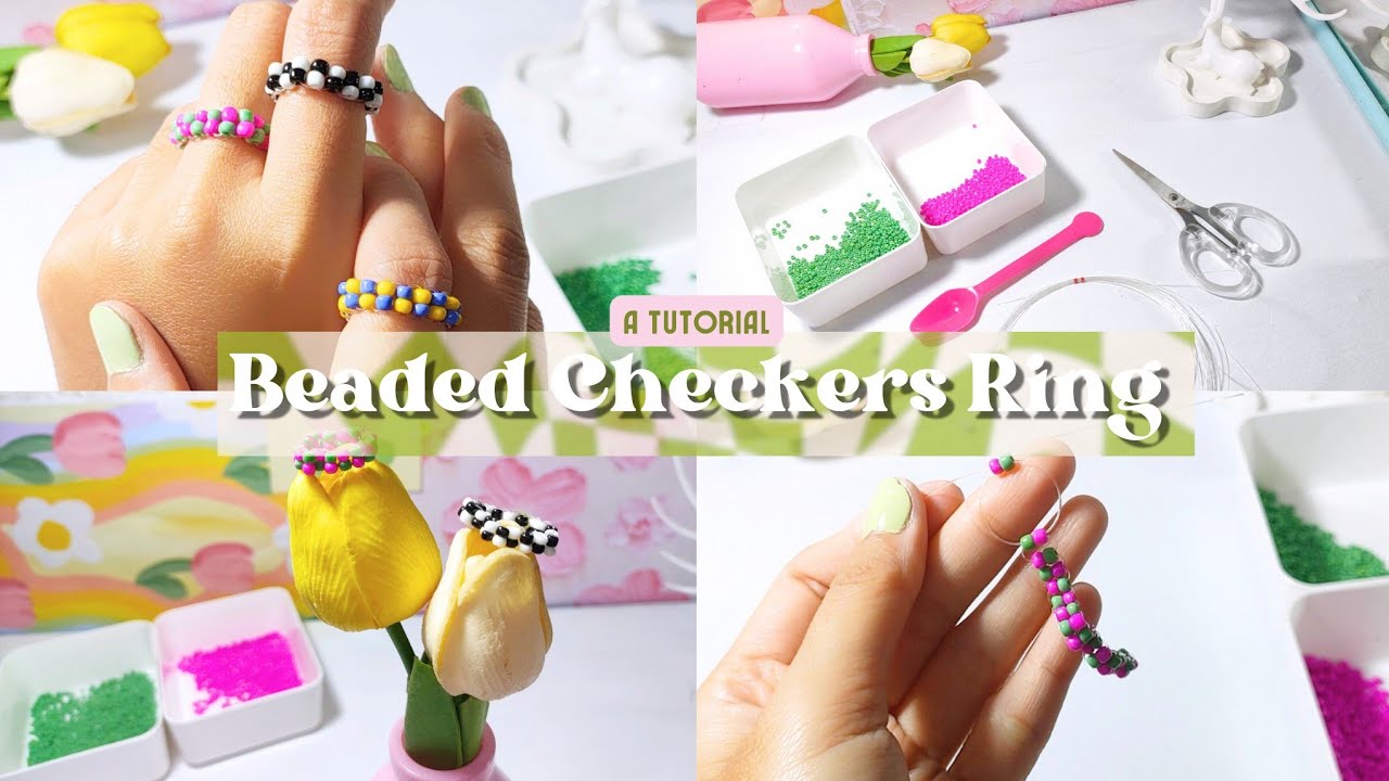 TUTORIAL CINCIN PAPAN CATUR ♟️✨ | Beaded Checkers Ring Tutorial | DIY Cincin | Cincin Manik Manik