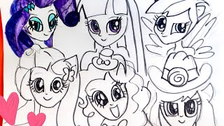 Coloring Pages Equestria girl All faces drawing and coloring for kids #equestriagirl #coloringpages