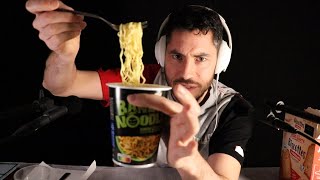 ASMR Mukbang de la dèche  Nouilles instantanées et rillettes en conserve