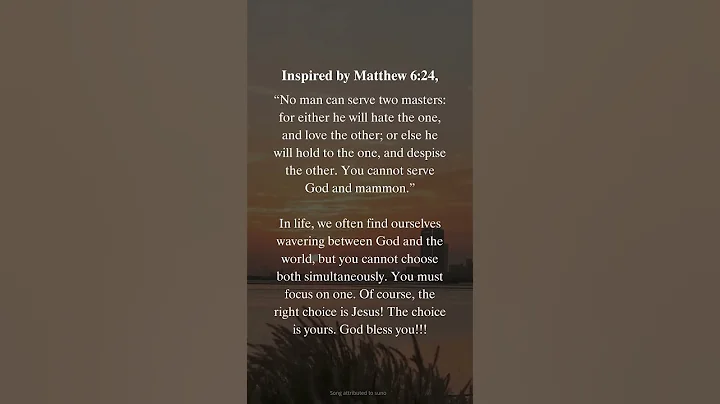 ⚖️| You Cannot Serve Two Masters 🙏 | Matthew 6:24##shorts#God#shortvideo#Jesus#Lord