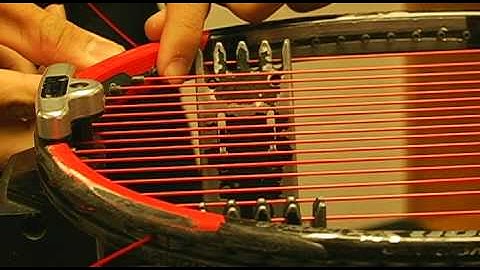 How to String a Tennis Racquet- Basic Weaving Demo ( Audio replaced with Music))