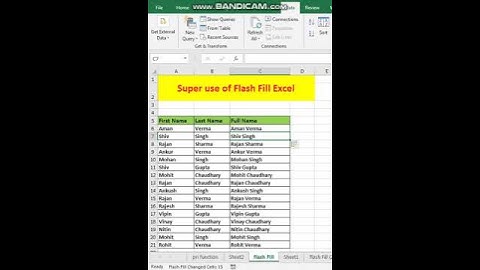 #shorts Super use Flash Fill Microsoft excel || magic trick msexcel