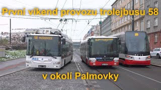 První víkend provozu trolejbusu 58 do Čakovic a Miškovic v okolí Palmovky | 8K HDR