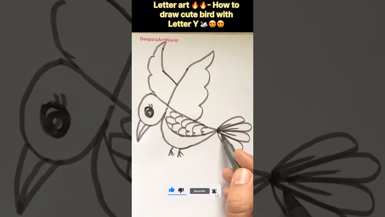 Turn the Letter Y into a Cute Bird! 🐦🥰🧡❤️✨ 