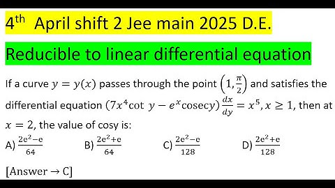If a curve y=y(x) passes through the point (1,π/2) and satisfies the differential equation #pyq