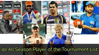 IPL player of the tournament list || IPL all season Man of the series award winners list ||