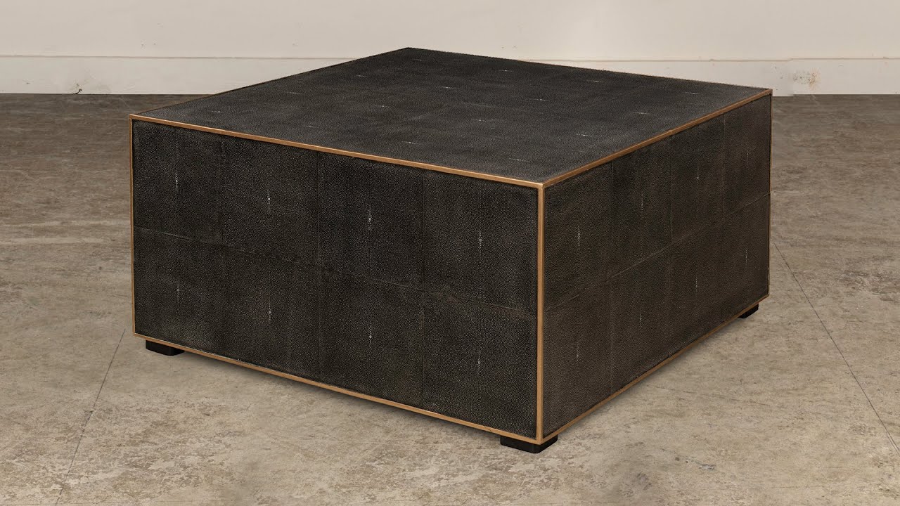 40471 - Grey Leather Shagreen Cocktail Table