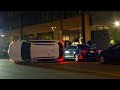 Driver detained for suspicion of DWI after rollover crash downtown