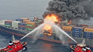 The Moment The Container Ship Wan Hai Caught Fire.