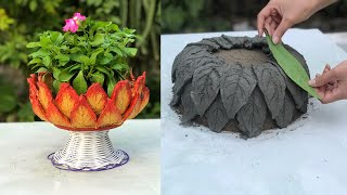 CEMENT IDEAS VERY EASY   Simple and beautiful potted plants from the leaves