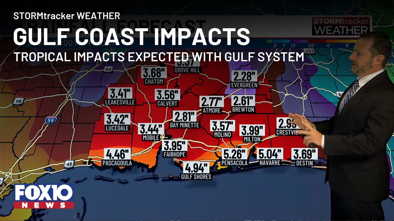 Gulf tropical system to bring higher rain chances - YouTube