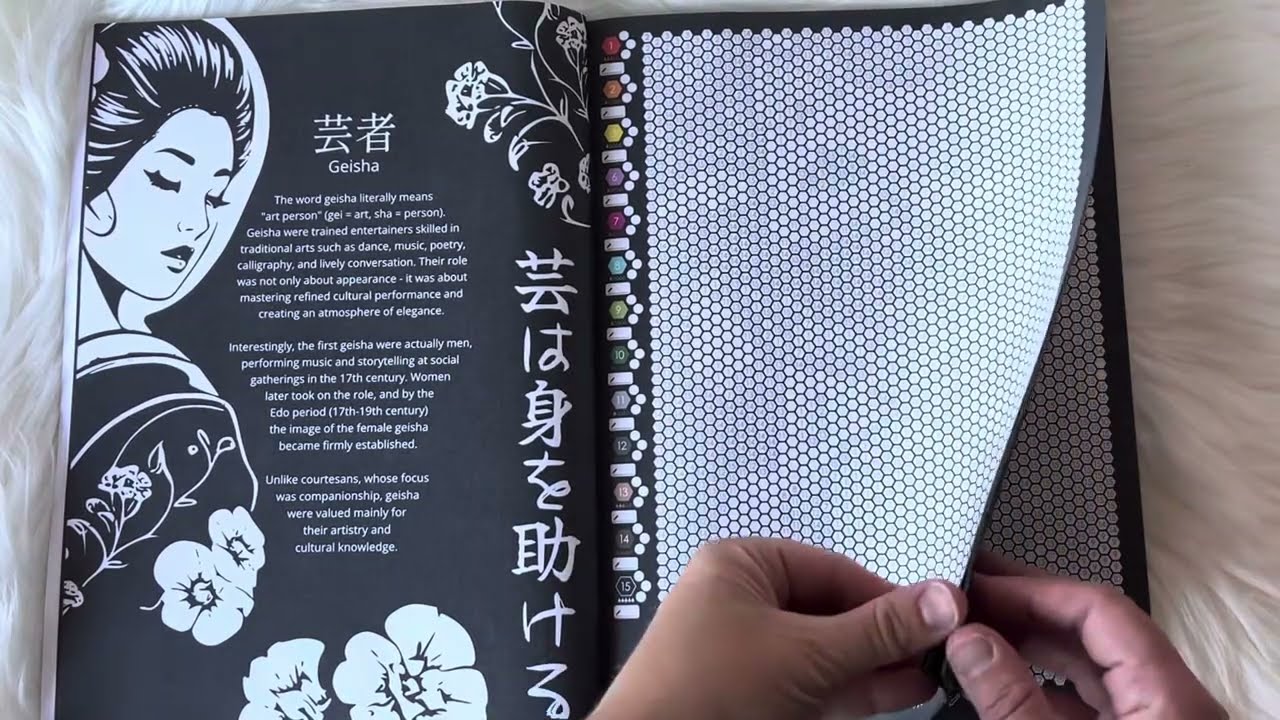 イエロー様　3ページ目 Japan Color By Number Mystery Mosaics Coloring Book | Malie Kokoro