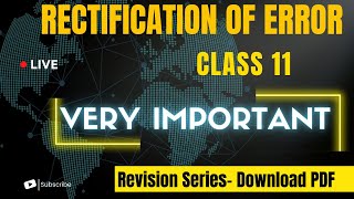 Rectification of Error Important Questions || Term 2 Accounts Class 11