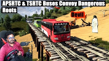 APSRTC and TSRTC Busses Convoy on Dangerous Roads with Logitech g29 Steering | ETS2 Telugu