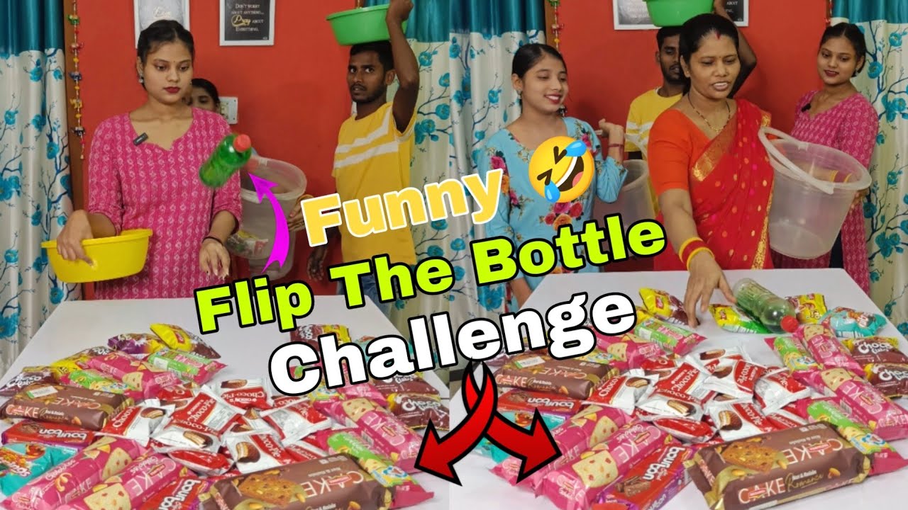 Bottle Flip And Eat Cakes Challenge Cake Challenge YouTube