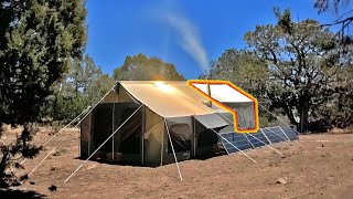 THIS IS THE BIGGEST TENT EVER NOW!  Living Off Grid All Winter in a Kodiak Canvas Tent Wood Stove