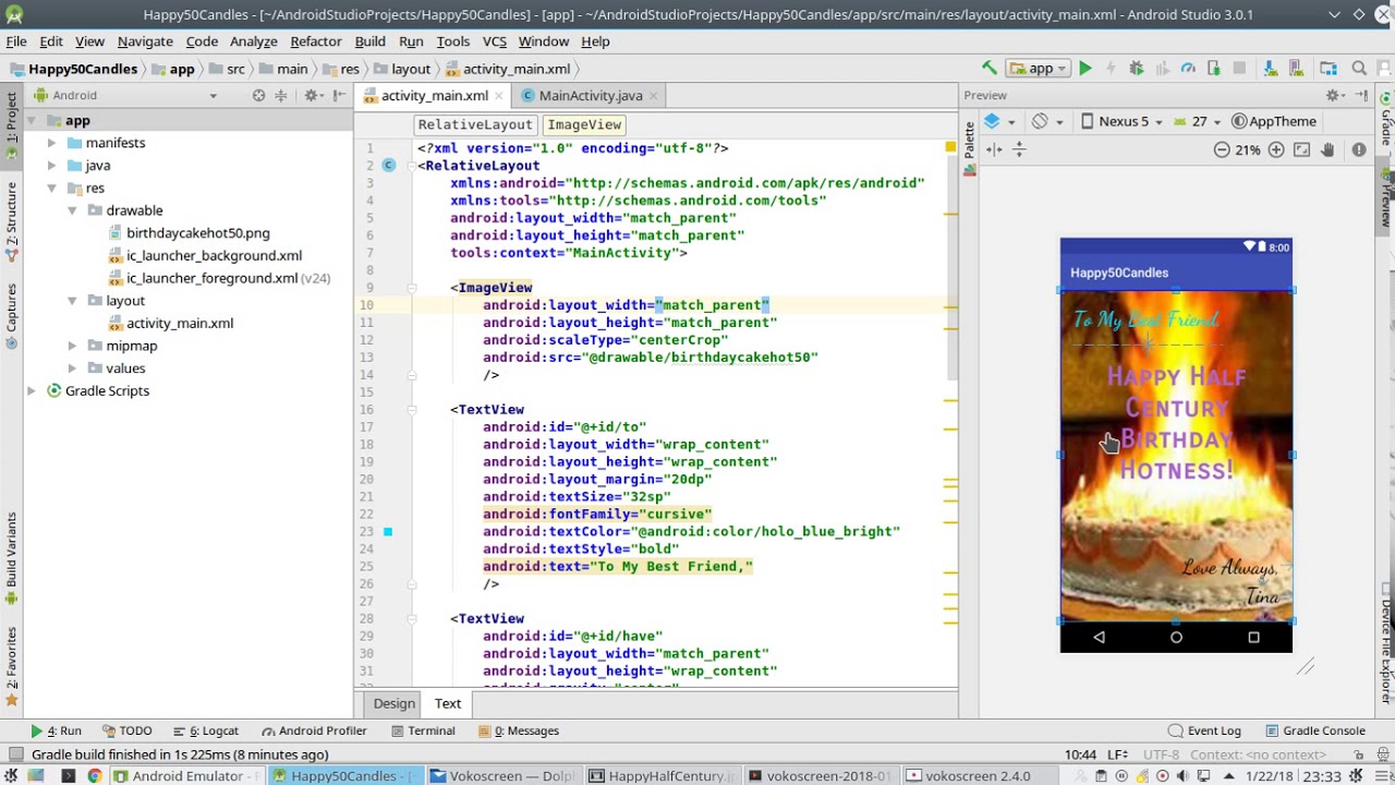 Udacity Android Basics Lesson 4 Make Your Own Card - YouTube