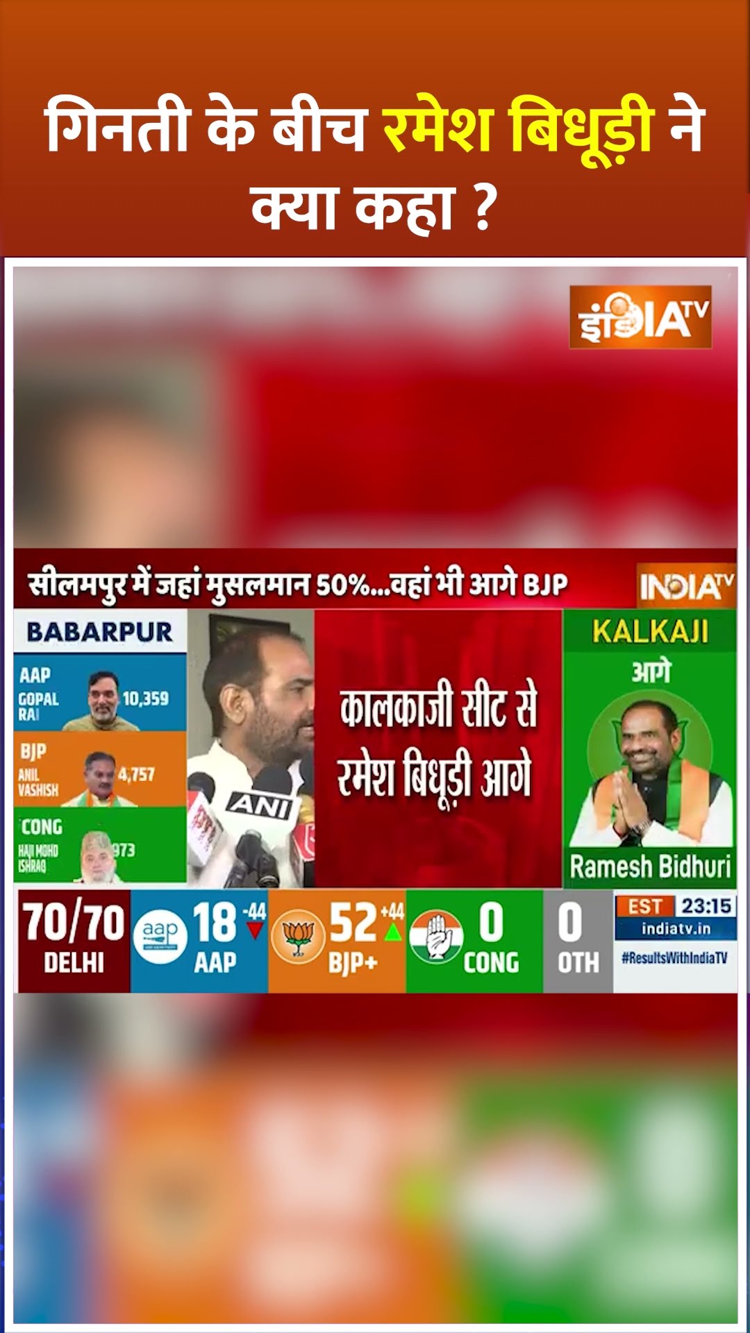 गिनती के बीच #rameshbidhuri ने क्या कहा? #delhielectionresults2025 #delhielectionresultslive