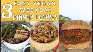 3 VEGAN DINNER RECIPES | Orange Chicken w Soy Curls | Vegan Sloppy Joes | Easy Ramen | The Edgy Veg