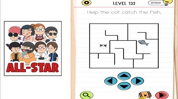 Brain test all star level 182 Walkthrough solution Help the cat catch the fish.