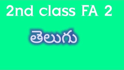 2nd class telugu FA 2 Formative assessments