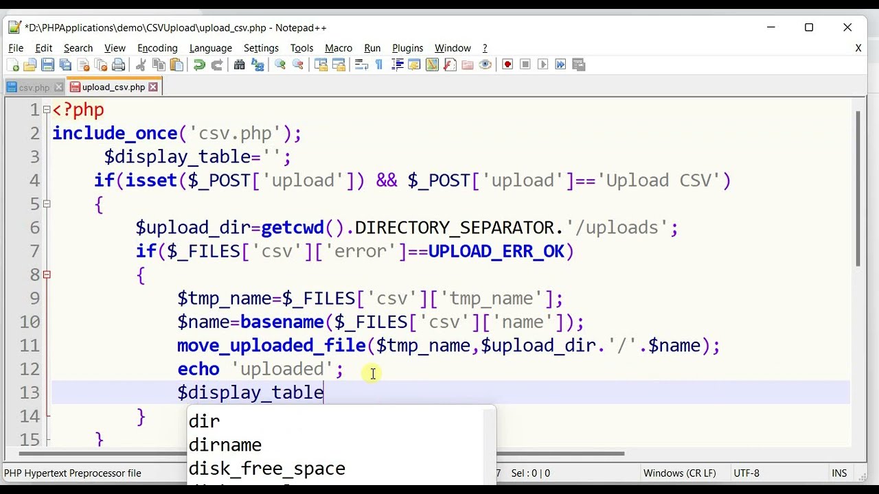 Php Html Table To Csv