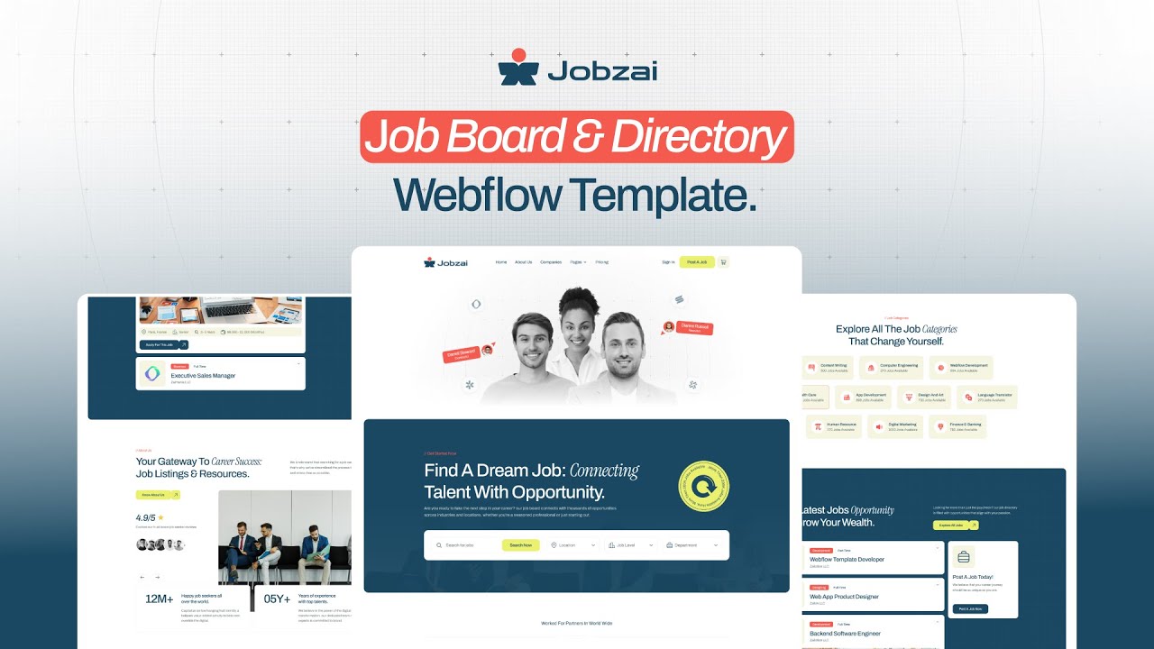 Jobzai - Job Portal Website Template | Premium Webflow Templates ...
