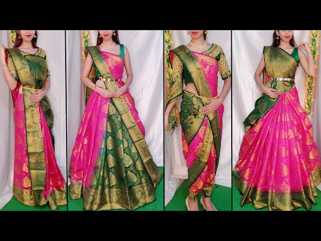 Paithani silk saree drape/Silk saree draping/Saree Pleats Trick/silk saree  wearing idea/Saree porar - YouTube