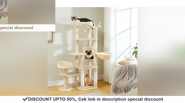 Multi-Level Cat Tree with Scratching Post Hammock Large Perches Hanging Balls Tall Cat Tower for Ind
