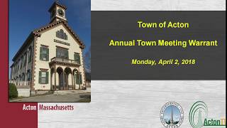 Acton, MA. Town Meeting Night One 4/2/18