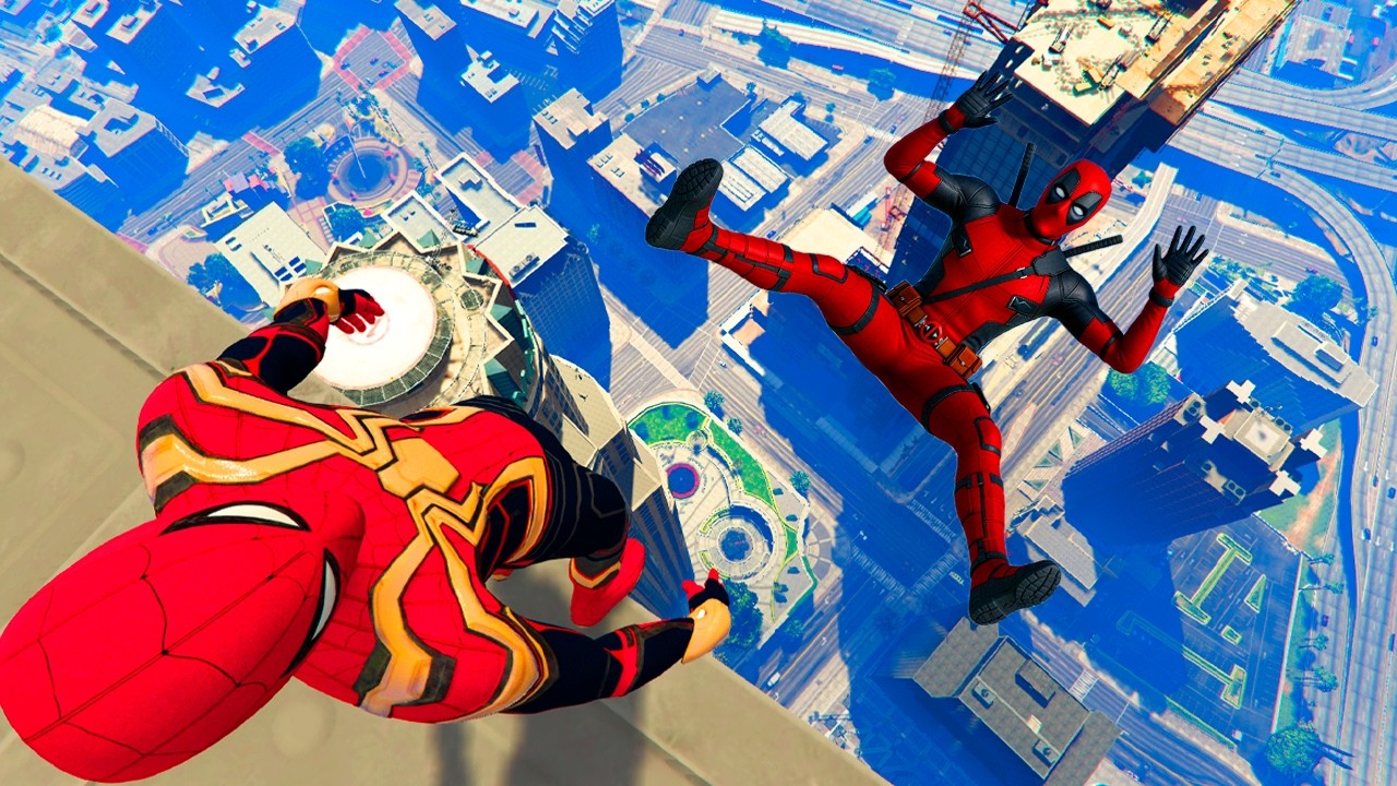 GTA 5 Epic Ragdolls And Fails 4 - (Spiderman Vs Deadpool)