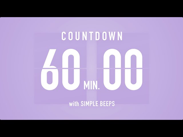 60 Min [ 1 Hour ] Countdown Flip Clock Timer / Simple Beeps 🫐 🔔 class=