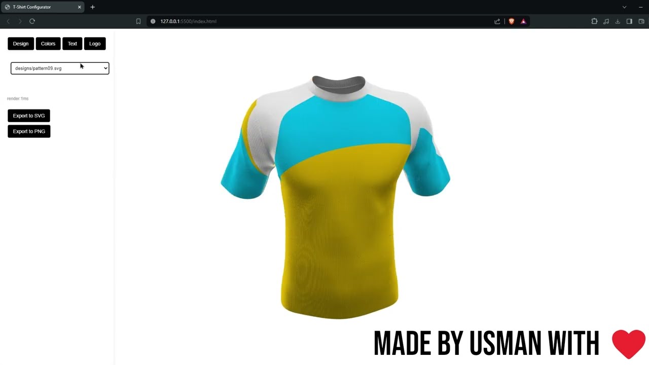 3D T-Shirt Configurator made using Three.js, Signals.js and snap-svg.js