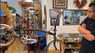 A customer's titanium and polished custom Brompton is so cool