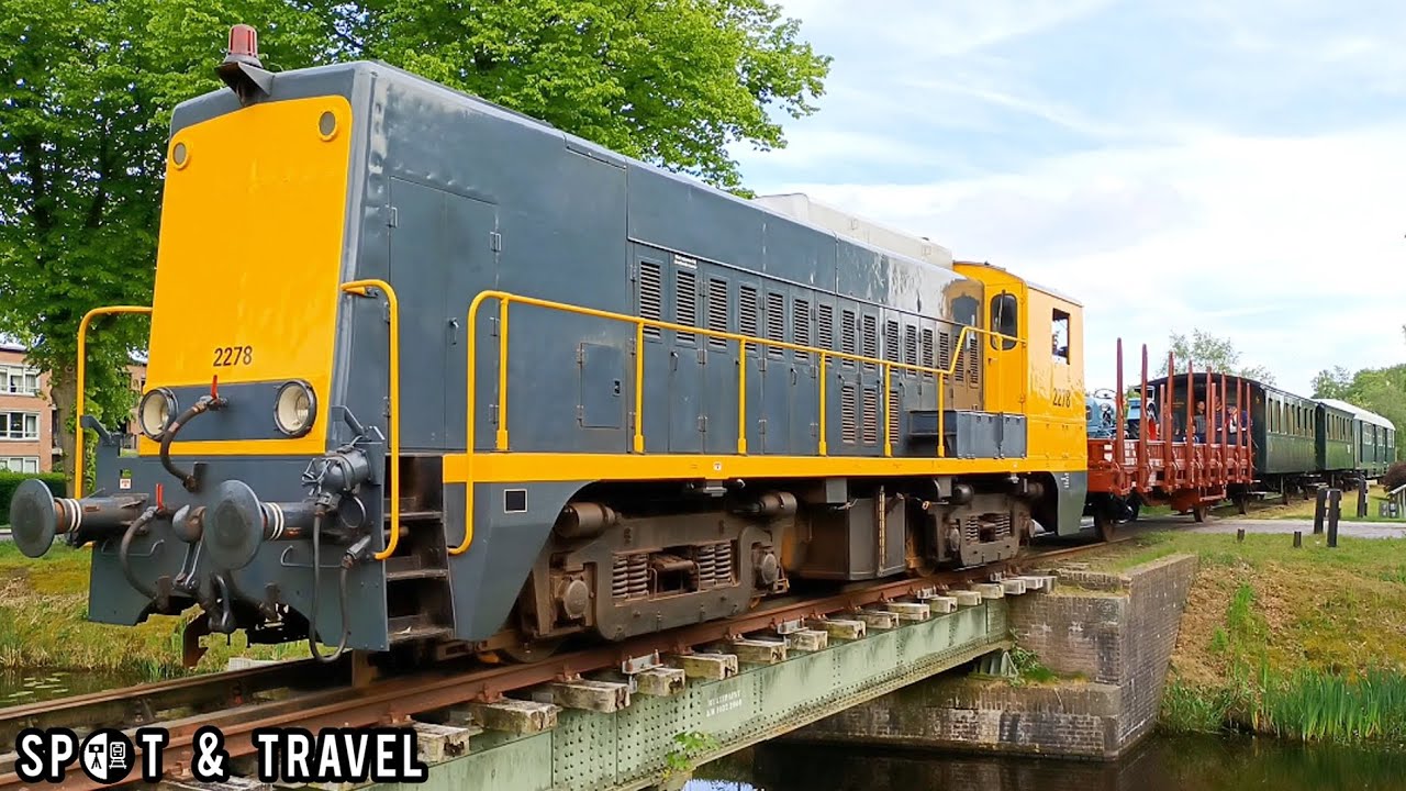 Loc 2278 rijdt met goederen+personentrein door Stadskanaal! / Heritage passenger+cargo train, 9-5-24
