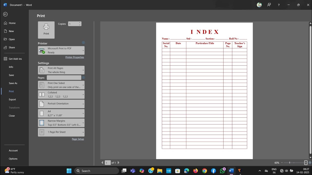 File Index Format In Word How to create Index Format in Microsoft Word_ MS Word #computer #laptop ...