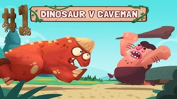 Dino Bash - Dinos v Cavemen #1 - dinosaurs and their egg are under attack by hungry cavemen