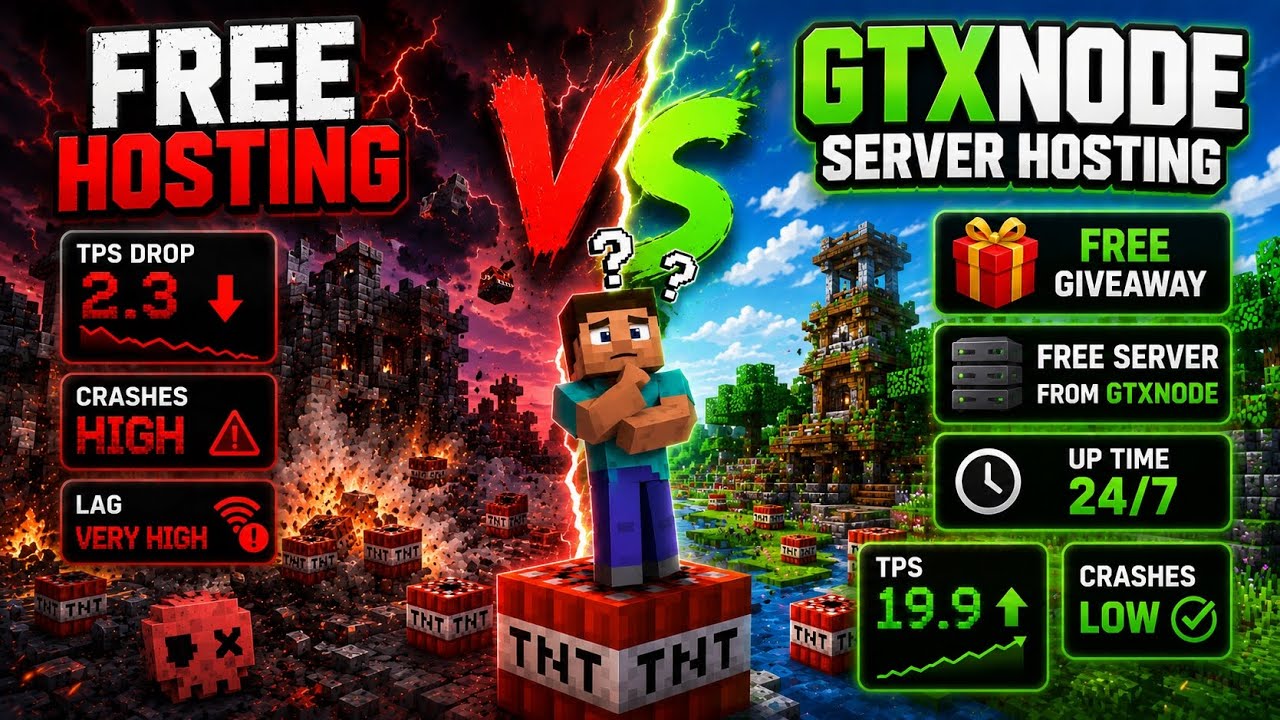 1000 TNT Test 💥 FREE HOSTING vs GTXNODE | Which Server Survives? 😳