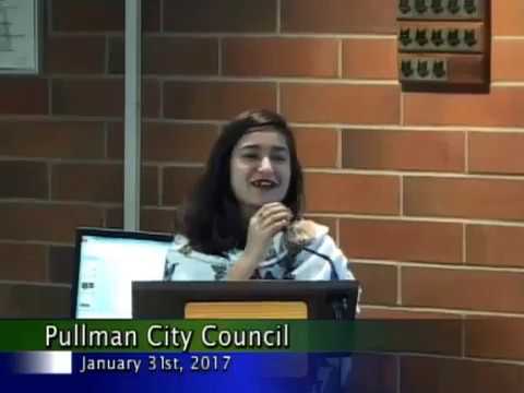 Tom Hansen Eric Fejeran and Keyla Palominos address the Pullman City Council - January 31, 2017