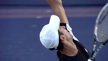 Novak Djokovic Serve in Super Slow Motion form Back Perspective - BNP Paribas 2013