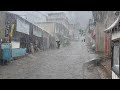 Super Heavy Rain and Thunderstorms | Powerful Storm Accompanied by Wind in My Village